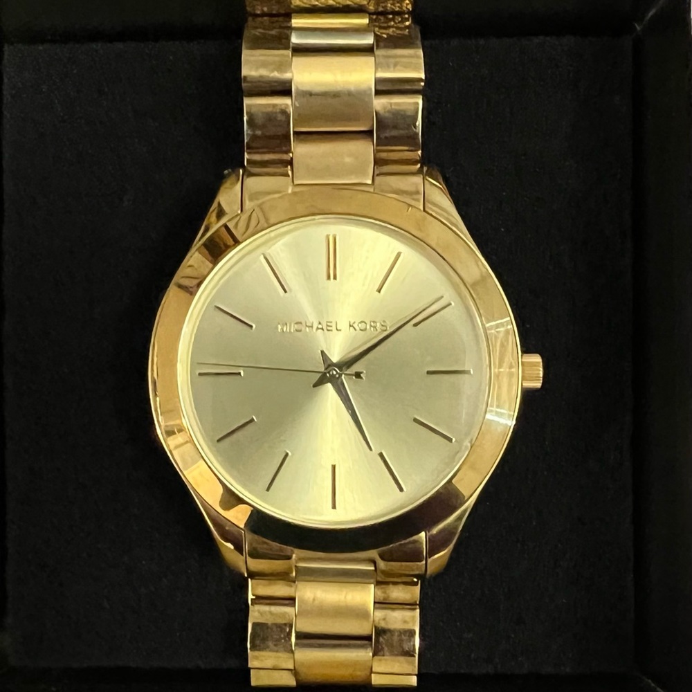 Michael Kors Slim Runway Gold-Tone Stainless Steel Watch ( Open to Offers)